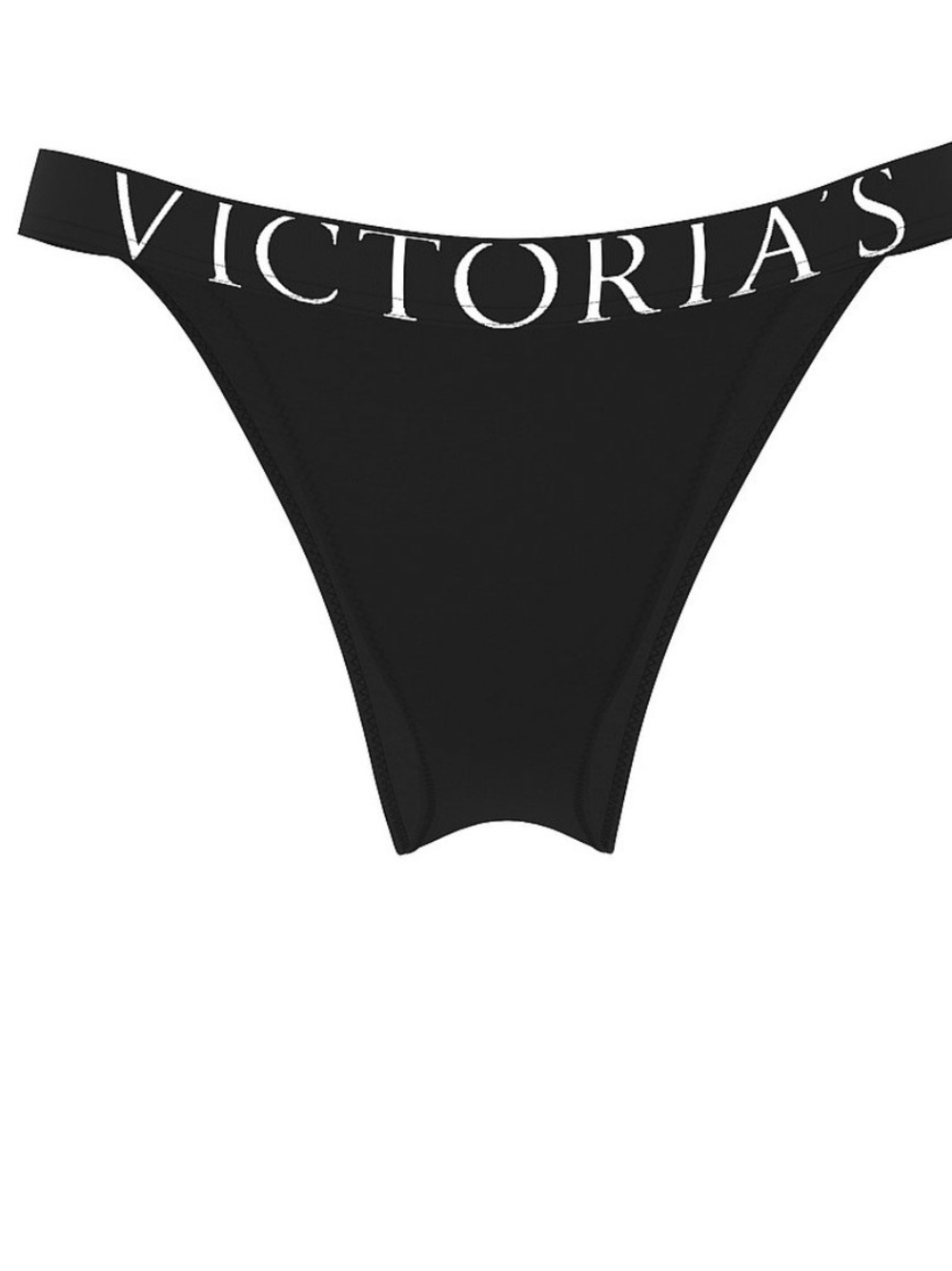 Victoria's Secret Black Thong with White Logo Band